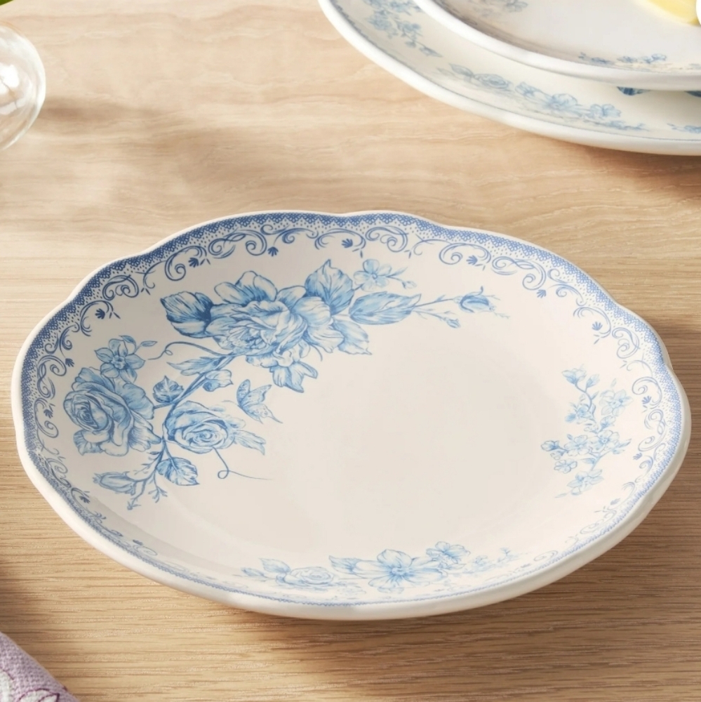 💕 2025 4 Pack Pioneer Woman Agatha Blue Floral Salad Plates